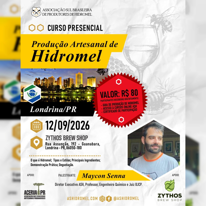Curso Presencial de Produção de Hidromel - 12/09/2026